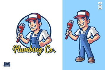 Plumber Mascot Logo Template