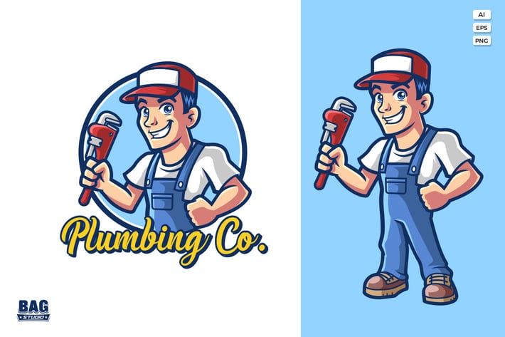 Plumber Mascot Logo Template