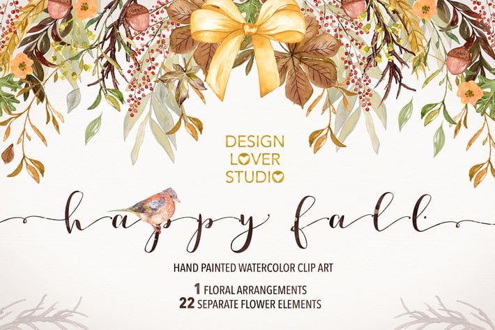 Watercolor "Happy Fall" design