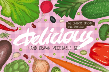 Hand Drawn Vegetable Set