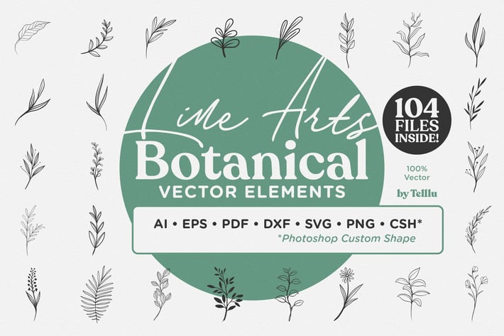 Line Art Botanical Vector Elements
