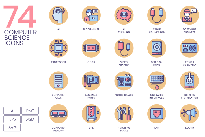 74 Computer Science Icons