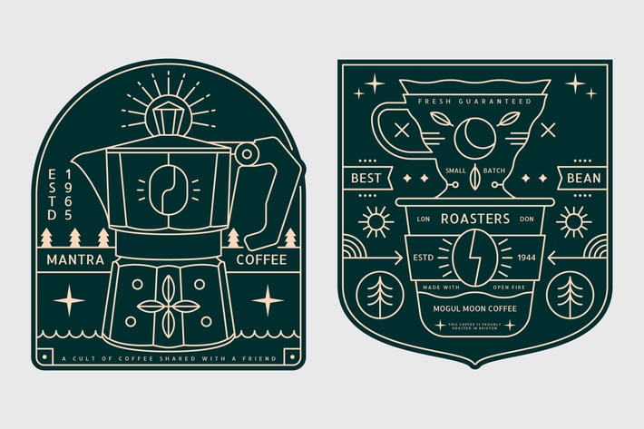 2 Coffee Monoline Logo Badge