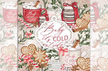 Gingerbread Watercolor Clipart