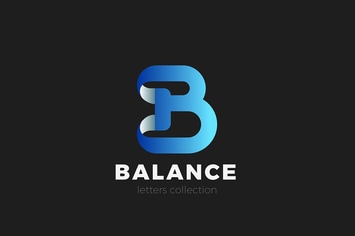 Letter B Logo design 3D Ribbon style