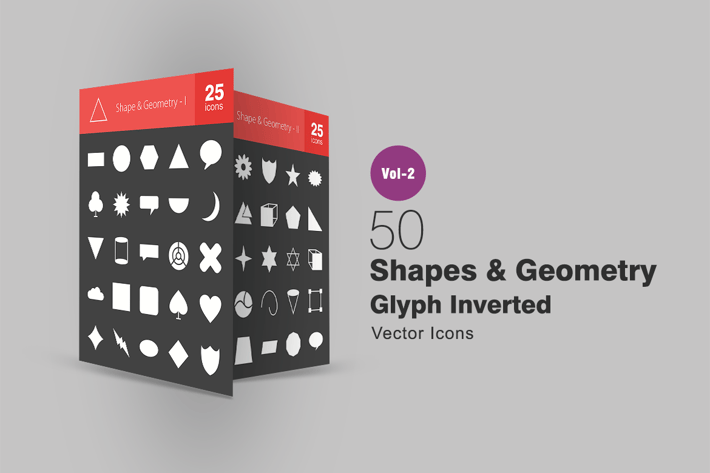 50 Shapes & Geometry Glyph Inverted Icons