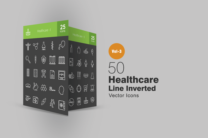50 Healthcare Line Inverted Icons