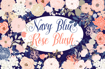Vector Navy Blue Rose Blush floral elements