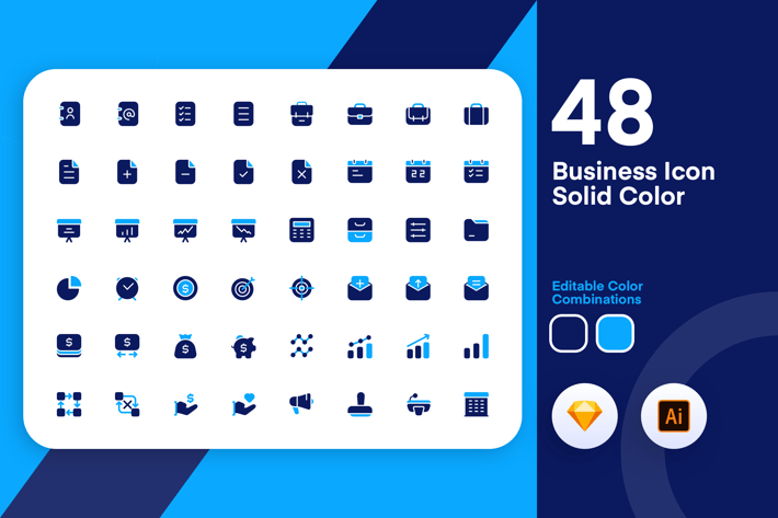 Business Solid Color Icon Set
