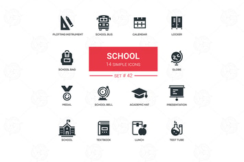 School concept - flat design icons set