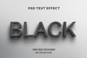 3d black wood on wall text effect