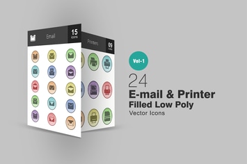 26 Email & Printer Filled Low Poly Icons