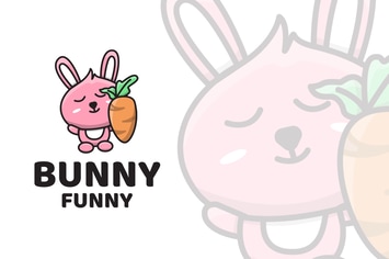 Bunny Funny Cute Logo Template