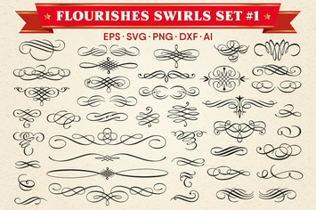 Decorative Flourishes Swirls Vector Set #1