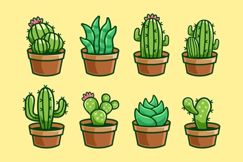 Collection of Cactus Plant Cartoon