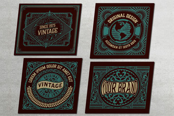 Set of 4 Vintage Labels for Packing
