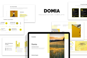 Domia : Yellow Color Tone Pitch Deck Powerpoint