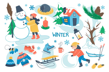 Winter Concept Isolated Elements Set