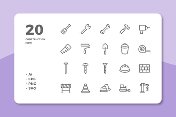 20 Construction Icons (Line)