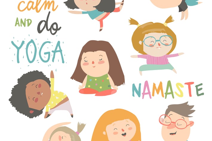 Yoga kids set. Gymnastics for children and healthy