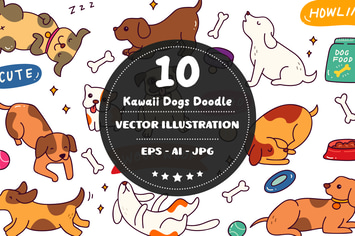 Kawaii Dogs Doodle 