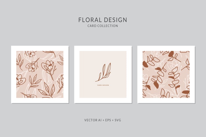 Floral Card Vector Set