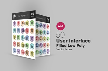 50 User Interface Filled Low Poly Icons