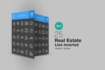 25 Real Estate Line Inverted Icons