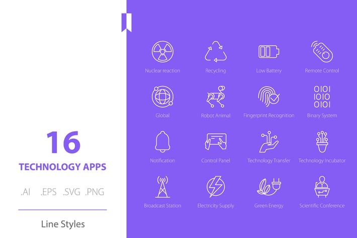 Automation Technology Icon Set Line Styles