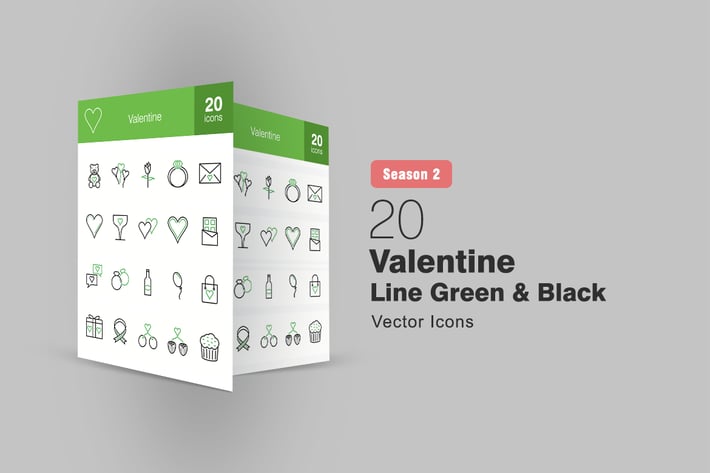 20 Valentine Line Green & Black Icons Season II