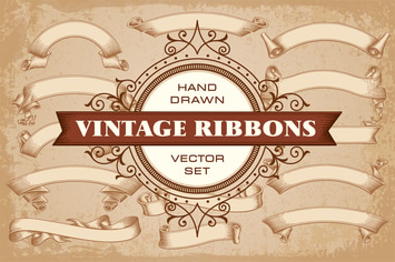 Vintage Ribbons Banners Vector Set