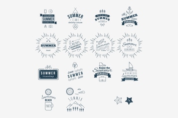 Retro hand drawn elements for Summer calligraphic 