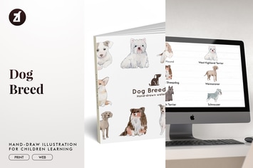 Dog Breed hand-drawn illustration
