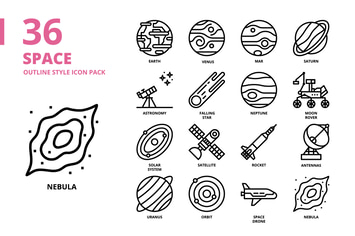 Space Outline Style Icon Set
