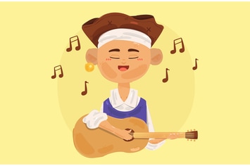Pirate Playing Guitar Illustration