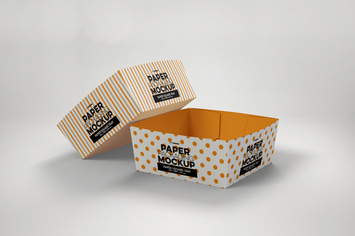 Square Paper Tray Packaging Mockup