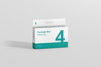Package Box Mockup - Wide Rectangle with Hanger
