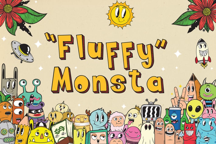 Fluffy Monsta - Cute Doodle Font