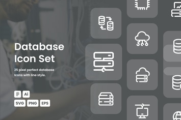Database Dashed Line Icon Set
