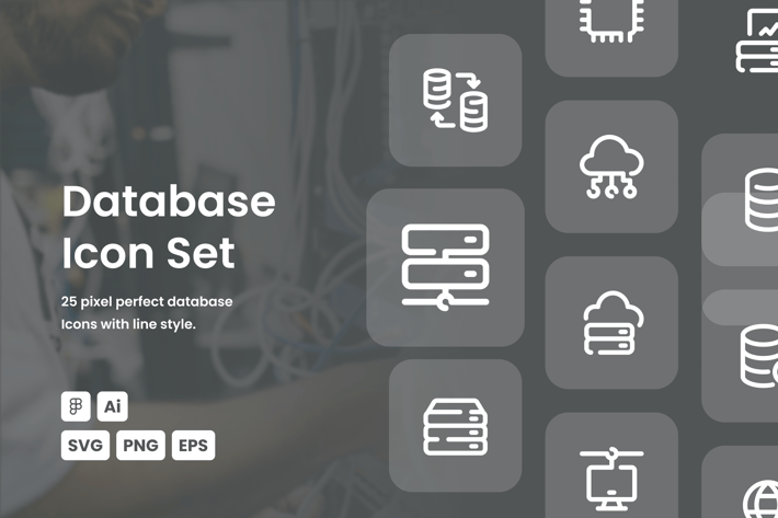 Database Dashed Line Icon Set