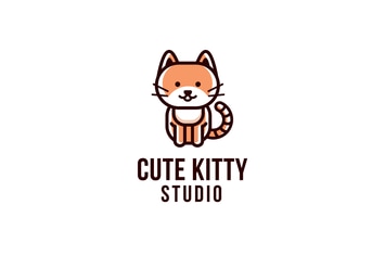 Cute Kitty Studio Logo Template