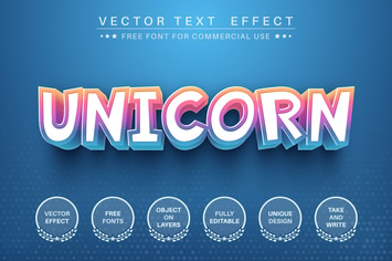 Magic unicorn rainbow - editable text effect