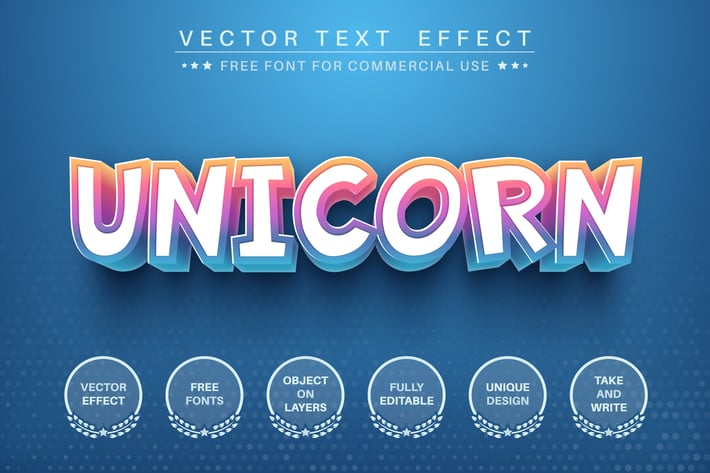 Magic unicorn rainbow - editable text effect