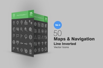 50 Maps & Navigation Line Inverted Icons