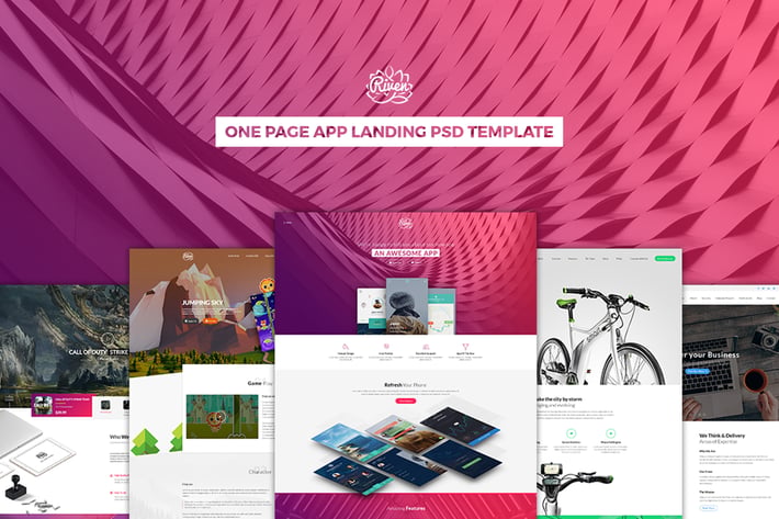 Riven - One Page App Landing PSD Template