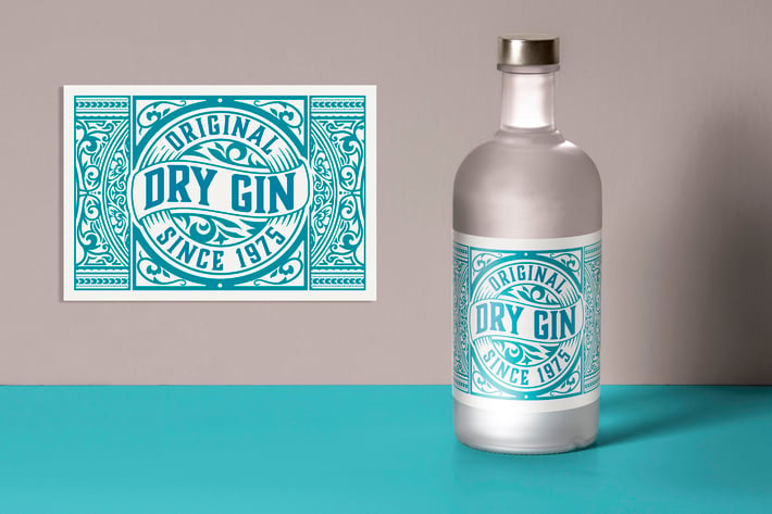 Vintage gin label layout