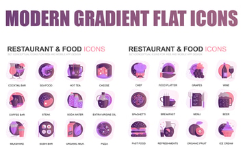 Modern Set Gradient Flat Icons