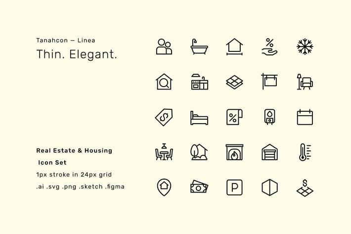 Real Estate and Housing Icon Set - Linea