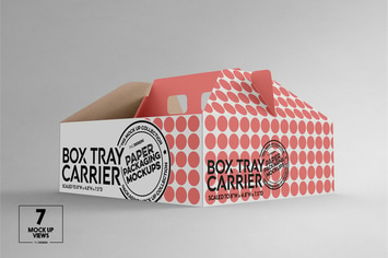 Paper Box Carrier Tray Packaging Mockup