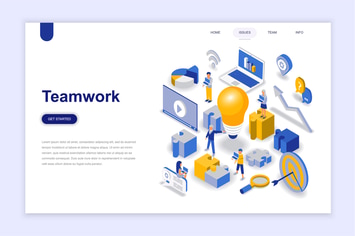 Teamwork Isometric Landing Page